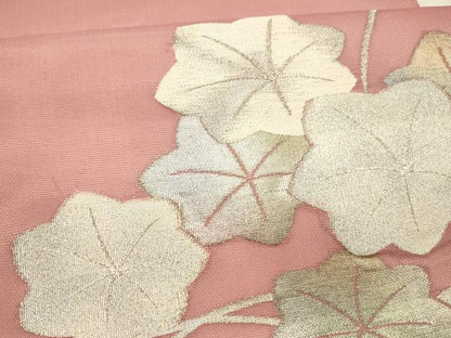 平和屋着物＊夏物 九寸開き名古屋帯 草花文 銀糸 逸品 DAAY8022cm