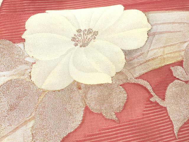 平和屋着物＊夏物 九寸名古屋帯 枝花文 金銀糸 正絹 逸品 DAAY8023cm
