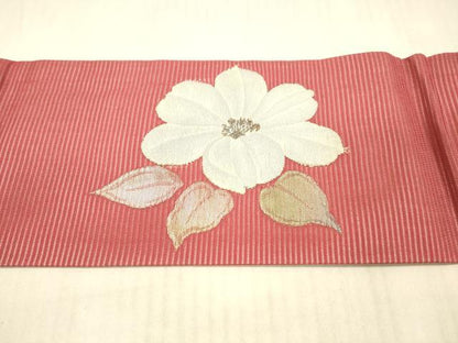 平和屋着物＊夏物 九寸名古屋帯 枝花文 金銀糸 正絹 逸品 DAAY8023cm