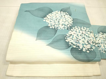 平和屋着物＊夏物　絽塩瀬　九寸名古屋帯　手描き　紫陽花　正絹　逸品　DAAY8024cm