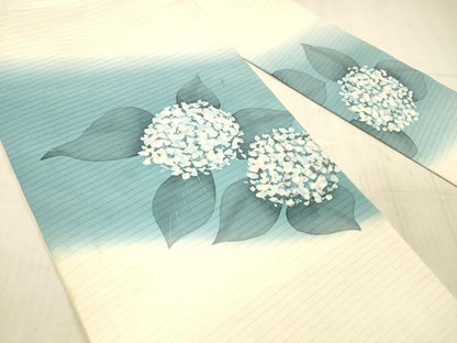 平和屋着物＊夏物　絽塩瀬　九寸名古屋帯　手描き　紫陽花　正絹　逸品　DAAY8024cm