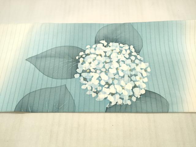 平和屋着物＊夏物　絽塩瀬　九寸名古屋帯　手描き　紫陽花　正絹　逸品　DAAY8024cm