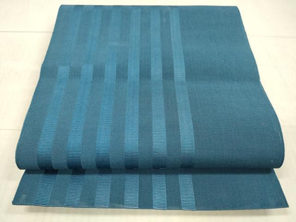 平和屋着物＊夏物 本場筑前博多織 八寸名古屋帯 間道 藍色 正絹 逸品 DAAY8025cm
