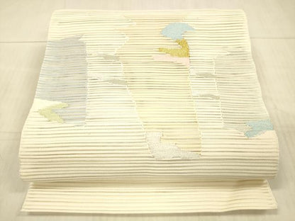 平和屋着物＊夏物 絽綴れ 八寸名古屋帯 抽象文様 金銀糸 正絹 逸品 DAAY8027cm