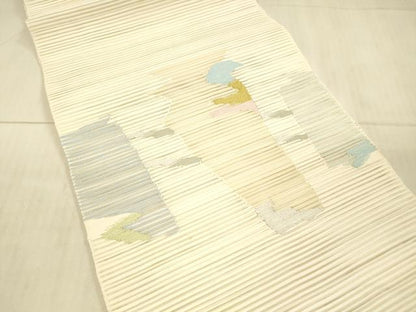 平和屋着物＊夏物 絽綴れ 八寸名古屋帯 抽象文様 金銀糸 正絹 逸品 DAAY8027cm