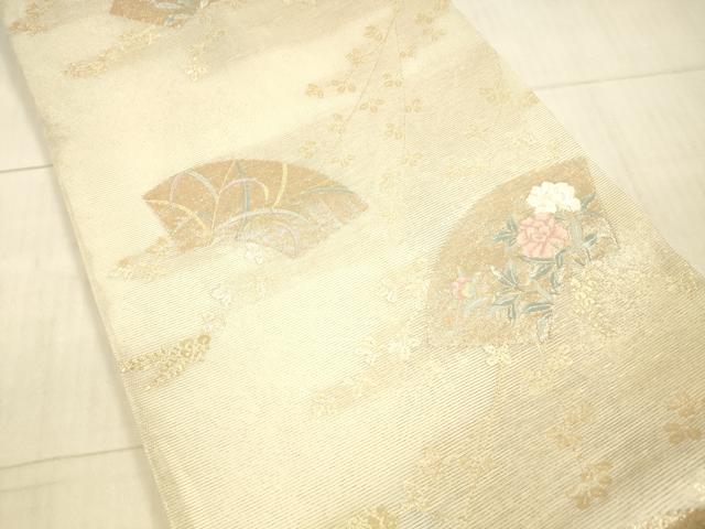 平和屋着物＊夏物 六通柄袋帯 地紙草花文 金糸 正絹 逸品 DAAY8028cm