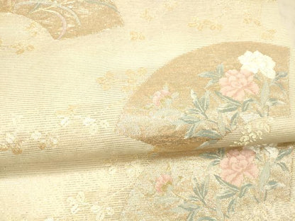 平和屋着物＊夏物 六通柄袋帯 地紙草花文 金糸 正絹 逸品 DAAY8028cm