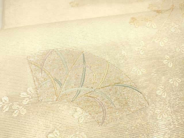 平和屋着物＊夏物 六通柄袋帯 地紙草花文 金糸 正絹 逸品 DAAY8028cm