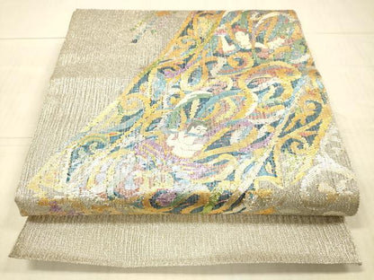 平和屋着物＊夏物 太鼓柄袋帯 櫛織 女人文 金銀彩 正絹 逸品 DAAY8031cm