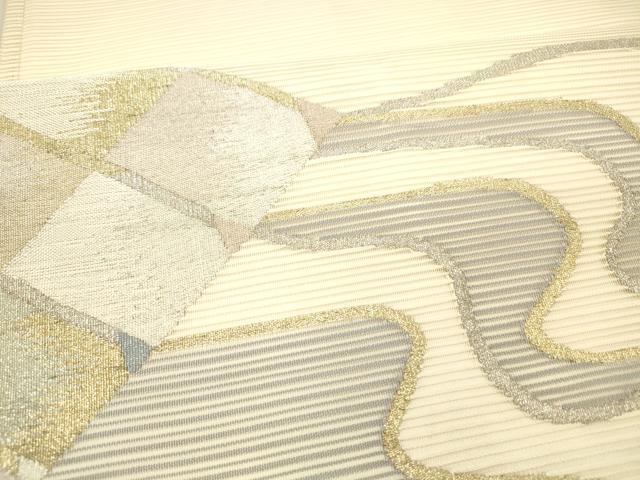 平和屋着物＊夏物 絽綴れ 太鼓柄袋帯 抽象流水文 金銀糸 正絹 逸品 DAAY8032cm