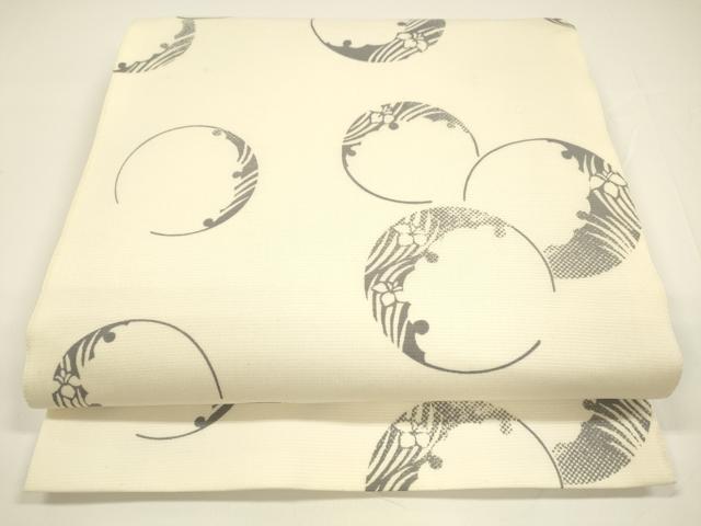 平和屋着物▽スリーシーズン 春夏秋 両面 全通柄袋帯 雪輪杜若文 正絹 逸品 DAAY8034cm