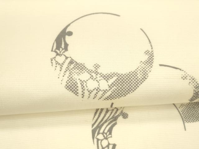 平和屋着物▽スリーシーズン 春夏秋 両面 全通柄袋帯 雪輪杜若文 正絹 逸品 DAAY8034cm