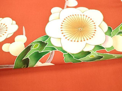 平和屋着物●塩瀬　九寸名古屋帯　枝花文　金彩　正絹　逸品　DAAY8038cm