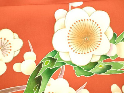 平和屋着物●塩瀬　九寸名古屋帯　枝花文　金彩　正絹　逸品　DAAY8038cm