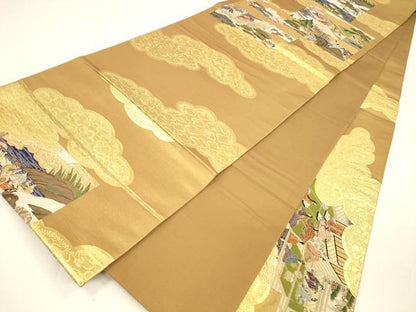平和屋着物●袋帯　六通柄正絹　唐織　人物風景文　金糸　松坂屋扱い　逸品　DAAY8043cm