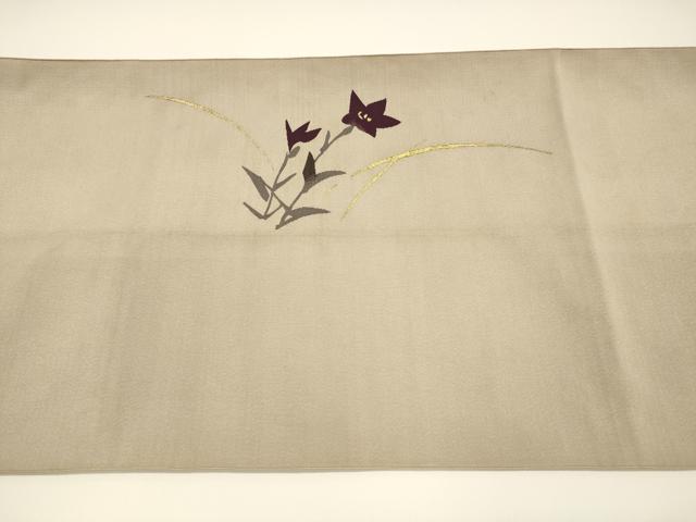 平和屋着物●爪掻き本綴れ　八寸名古屋帯　一重帯　草花文　金銀糸　正絹　逸品　DAAY8060cm