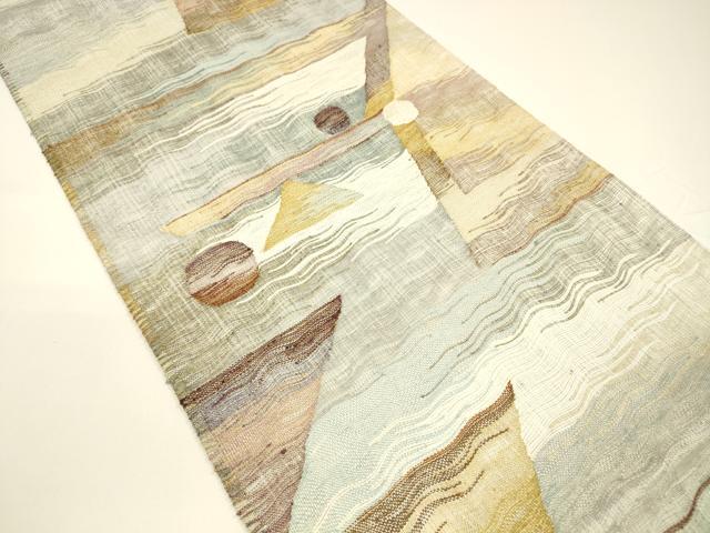 平和屋着物▽スリーシーズン 春夏秋 つけ帯 すくい織 抽象文様 金銀糸 正絹 逸品 DAAY8070cm
