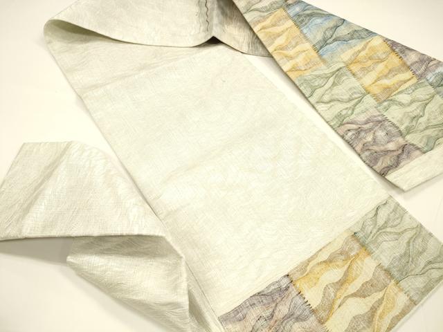 平和屋着物▽スリーシーズン 春夏秋 つけ帯 すくい織 抽象文様 金銀糸 正絹 逸品 DAAY8070cm