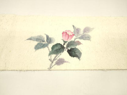 平和屋着物●九寸名古屋帯　作家物　手描き　髭紬　枝花文　正絹　逸品　DAAY8078cm