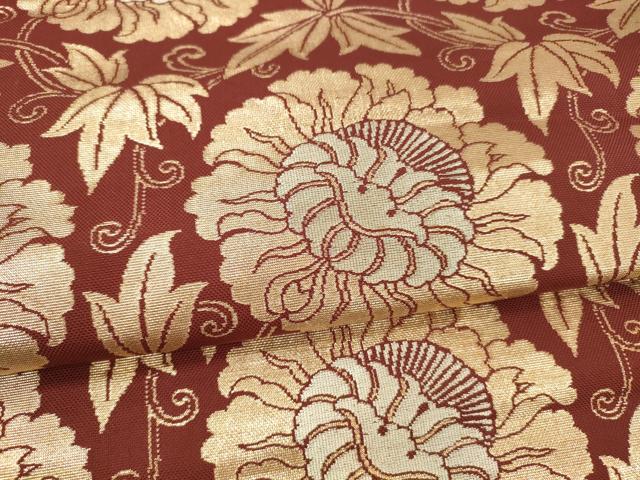 平和屋着物●全通柄九寸名古屋帯　花唐草文　金銀糸　正絹　逸品　DAAY8085cm