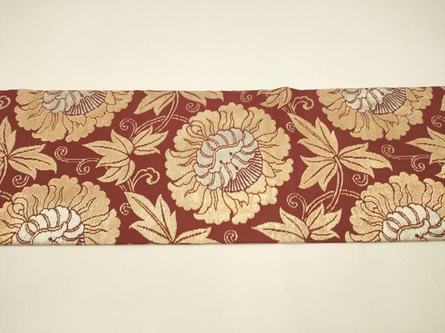 平和屋着物●全通柄九寸名古屋帯　花唐草文　金銀糸　正絹　逸品　DAAY8085cm