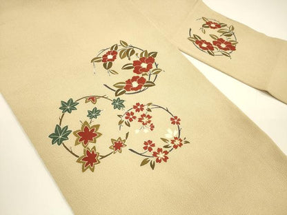 平和屋着物●九寸名古屋帯 草花文 金彩 鬼しぼ縮緬 正絹 逸品 DAAY8100cm