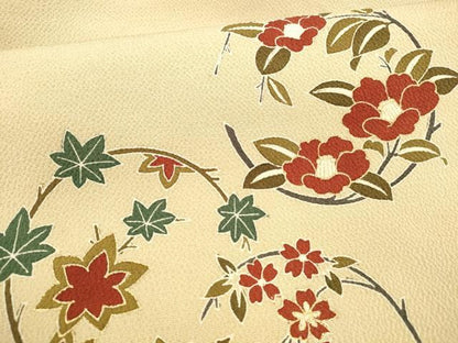 平和屋着物●九寸名古屋帯 草花文 金彩 鬼しぼ縮緬 正絹 逸品 DAAY8100cm