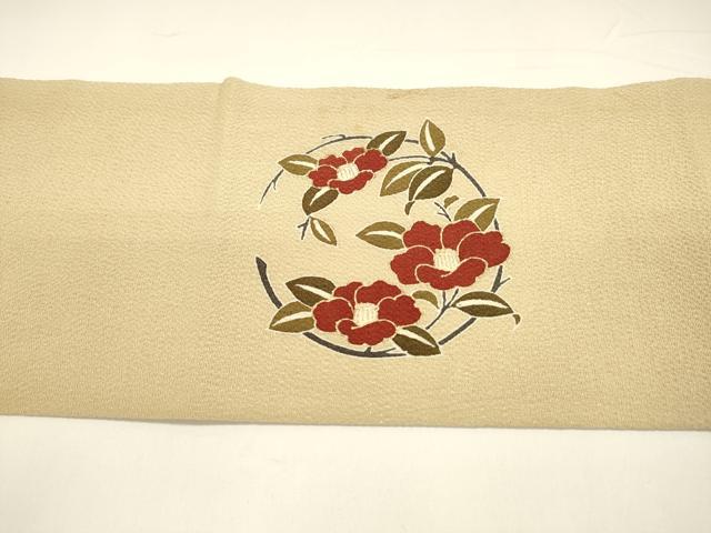 平和屋着物●九寸名古屋帯 草花文 金彩 鬼しぼ縮緬 正絹 逸品 DAAY8100cm