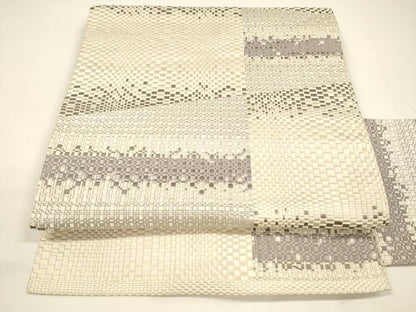 平和屋着物●本場筑前博多織 八寸名古屋帯 抽象文様 正絹 逸品 DAAY8105cm
