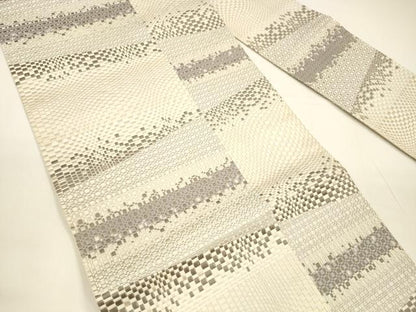 平和屋着物●本場筑前博多織 八寸名古屋帯 抽象文様 正絹 逸品 DAAY8105cm