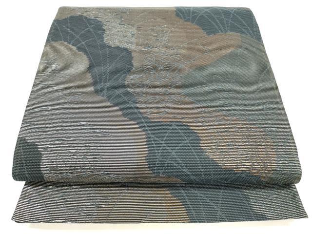 平和屋着物＊夏物 六通柄袋帯 草花文 金銀糸 正絹 逸品 DAAY8108cm
