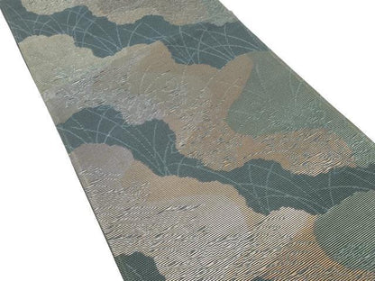 平和屋着物＊夏物 六通柄袋帯 草花文 金銀糸 正絹 逸品 DAAY8108cm
