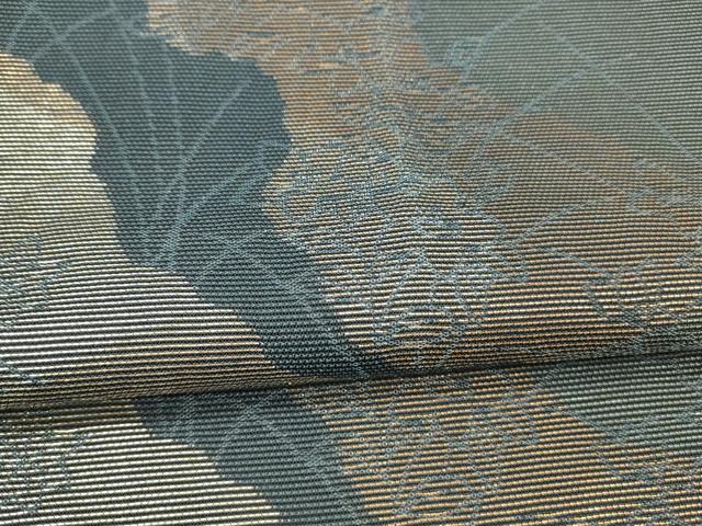平和屋着物＊夏物 六通柄袋帯 草花文 金銀糸 正絹 逸品 DAAY8108cm