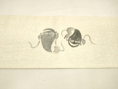 平和屋着物＊夏物 九寸名古屋帯 手描き 魚 ナマズ 金彩 正絹 逸品 DAAY8111cm