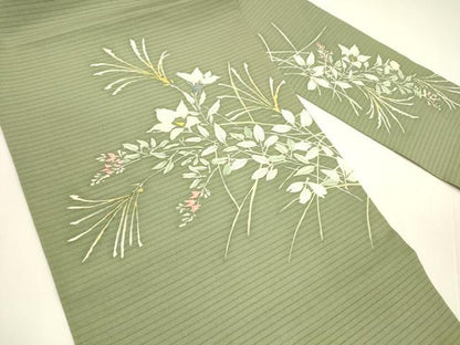 平和屋着物＊夏物 絽塩瀬 九寸名古屋帯 ろうけつ染め 草花文 正絹 逸品 DAAY8112cm