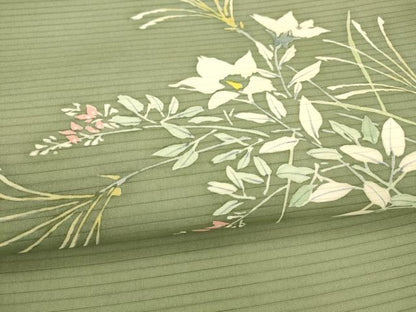 平和屋着物＊夏物 絽塩瀬 九寸名古屋帯 ろうけつ染め 草花文 正絹 逸品 DAAY8112cm
