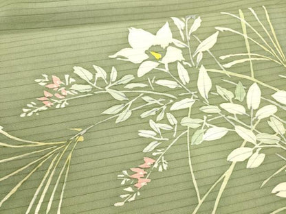 平和屋着物＊夏物 絽塩瀬 九寸名古屋帯 ろうけつ染め 草花文 正絹 逸品 DAAY8112cm