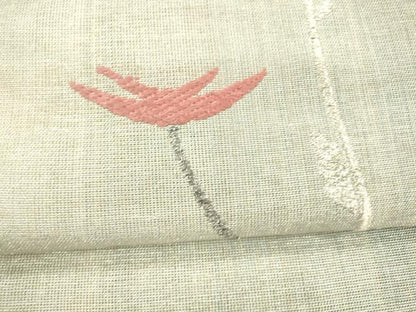 平和屋着物＊夏物 八寸名古屋帯 唐織 枝花文 銀糸 正絹 逸品 DAAY8114cm