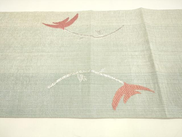 平和屋着物＊夏物 八寸名古屋帯 唐織 枝花文 銀糸 正絹 逸品 DAAY8114cm