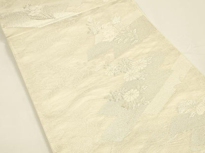 平和屋着物＊夏物 六通柄袋帯 花筏 銀糸 正絹 逸品 DAAY8115cm