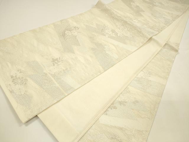 平和屋着物＊夏物 六通柄袋帯 花筏 銀糸 正絹 逸品 DAAY8115cm