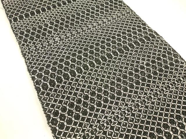 平和屋着物＊夏物 八寸名古屋帯 抽象文様 黒地 DAAY8118cm