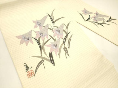 平和屋着物＊夏物 九寸名古屋帯 作家物 手描き 百合 DAAY8122cm