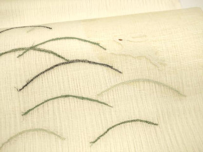平和屋着物＊夏物 太鼓柄袋帯 月兎 芝文 銀糸 正絹 逸品 DAAY8126cm