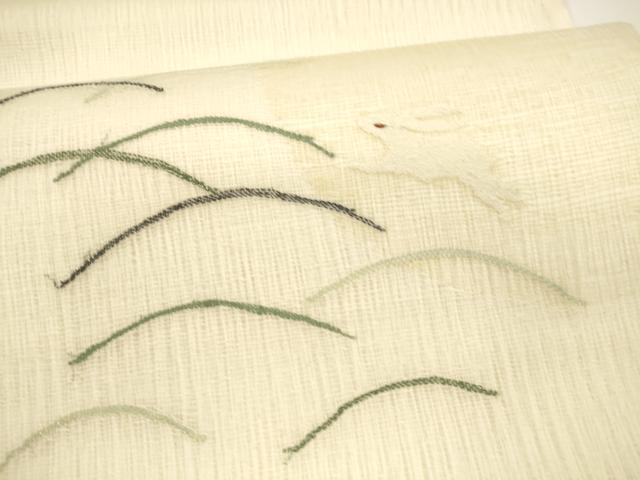 平和屋着物＊夏物 太鼓柄袋帯 月兎 芝文 銀糸 正絹 逸品 DAAY8126cm