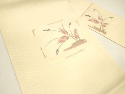 平和屋着物＊夏物 九寸名古屋帯 草葉文 正絹 逸品 DAAY8127cm
