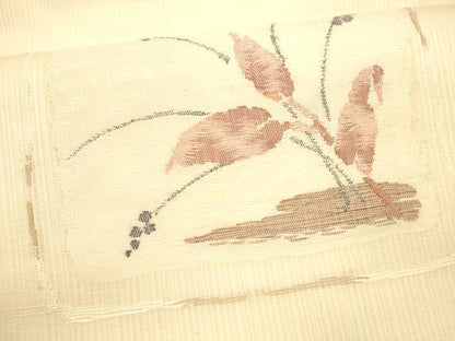 平和屋着物＊夏物 九寸名古屋帯 草葉文 正絹 逸品 DAAY8127cm