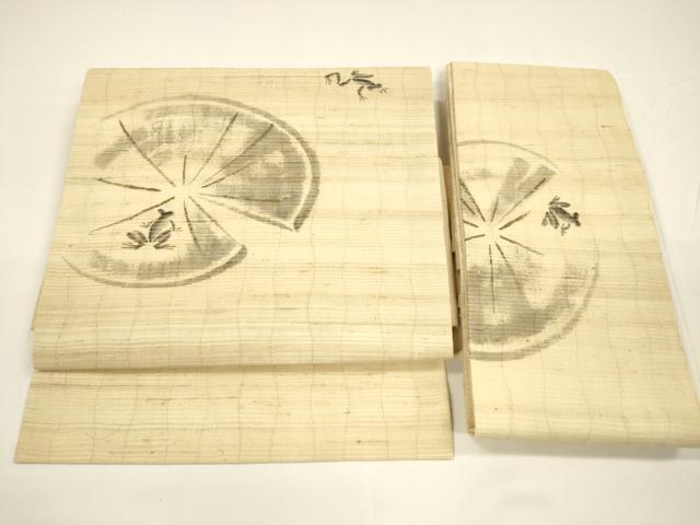 平和屋着物＊夏物 つけ帯 手描き 蛙 麻 逸品 DAAY8129cm