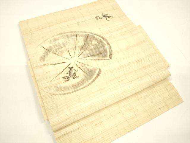 平和屋着物＊夏物 つけ帯 手描き 蛙 麻 逸品 DAAY8129cm