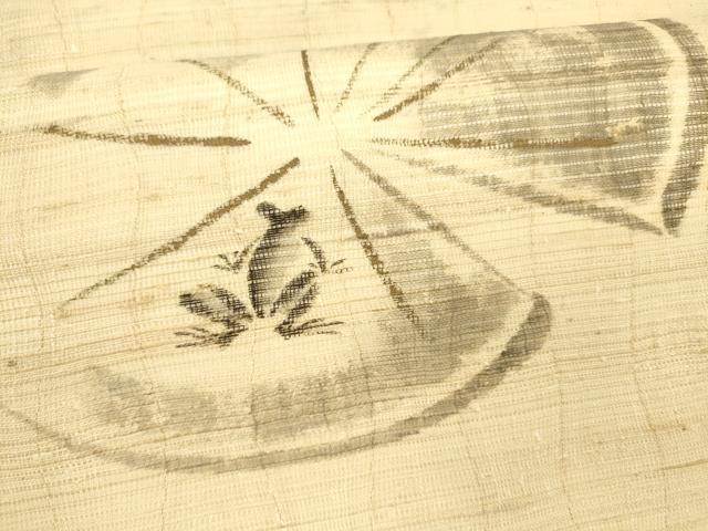 平和屋着物＊夏物 つけ帯 手描き 蛙 麻 逸品 DAAY8129cm